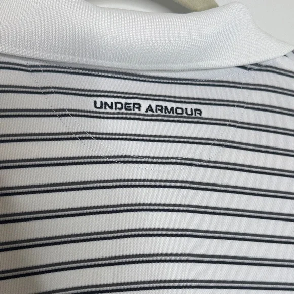 Under Armour Men's Polo Shirt - Black and White Stripes - Picture 5 of 6